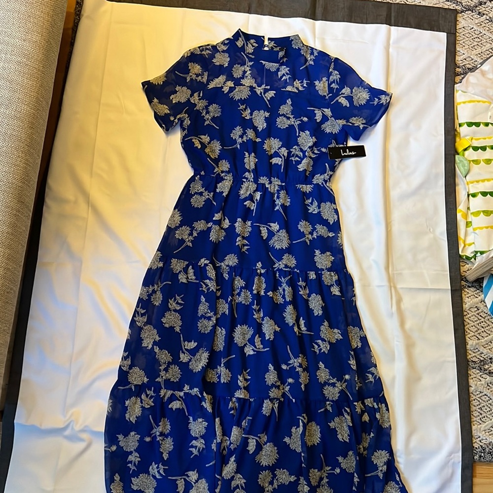 Lulu’s maxi dress in floral blue. Never worn before, with tags